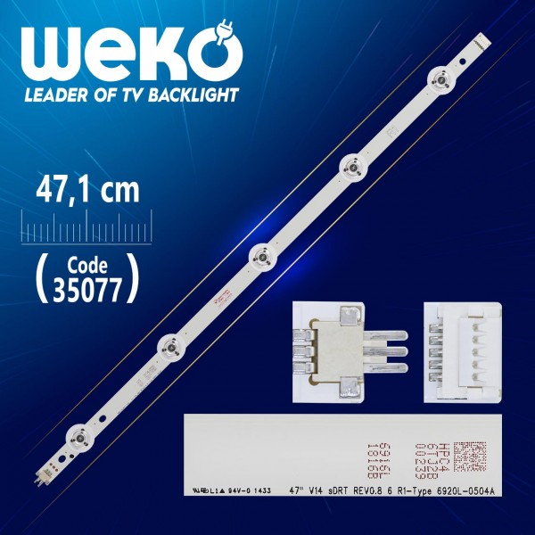 47 V14 SDRT REV0.8 6 R1-TYPE 6920L-0504A - 47.1 CM 5 LEDLİ - (WK-838) WEKOST 47 V14 SDRT REV0.8 6 R1-TYPE 6920L-0504A - 47.1 CM 5 LEDLİ - (WK-838) WEKOST