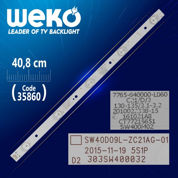 SW40D09L-ZC21AG-01 - 5S1P - 303SW400032 - L TYPE - 40.8 CM 5 LEDLİ - (WK-1322) SW40D09L-ZC21AG-01 - 5S1P - 303SW400032 - L TYPE - 40.8 CM 5 LEDLİ - (WK-1322)
