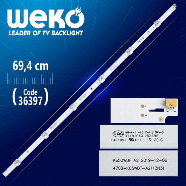 K650WDF A2 4708-K65WDF-A2113N31 TYPE B 6 LEDLİ 69.4 CM K650WDF A2 4708-K65WDF-A2113N31 TYPE B 6 LEDLİ 69.4 CM