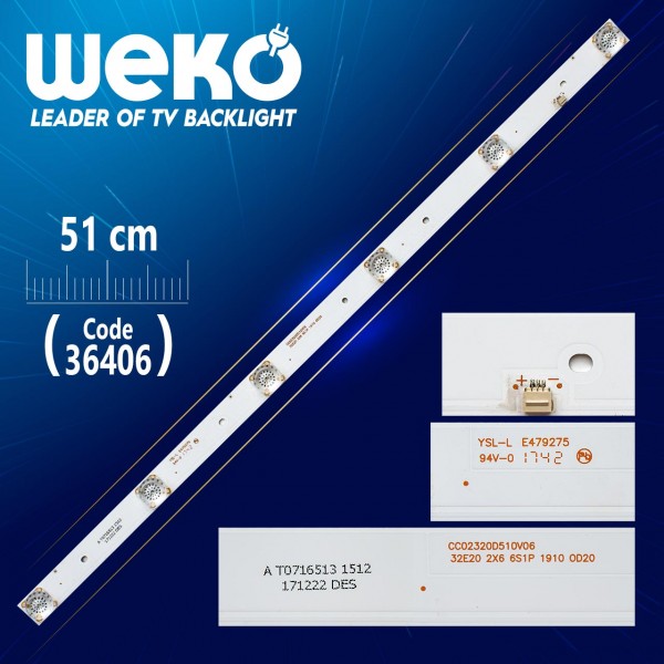 CC02320D510V06 32E20 2X6 6S1P 1910 0D20 6 LEDLİ 51 CM CC02320D510V06 32E20 2X6 6S1P 1910 0D20 6 LEDLİ 51 CM