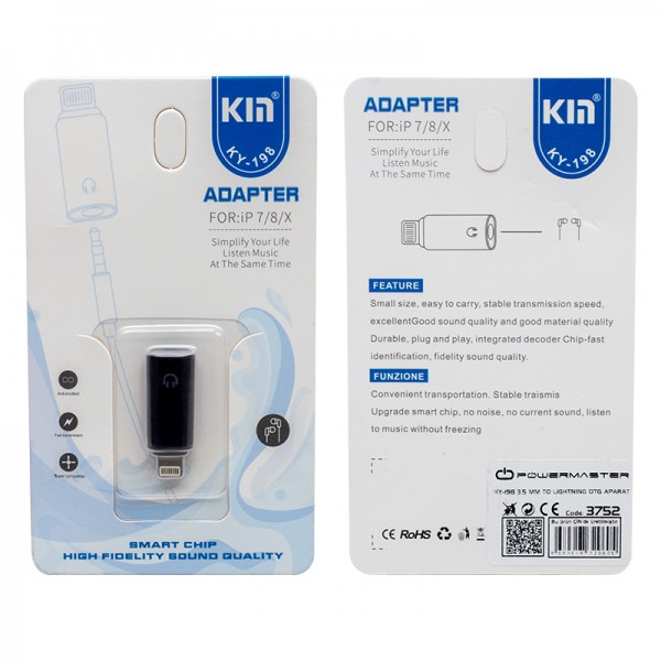 POWERMASTER KY-198 AUX 3.5 MM TO LIGHTNING OTG APARAT