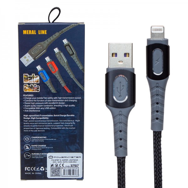 POWERMASTER PM-3787 5 AMPER LIGHTNING HIZLI ŞARJ DATA KABLOSU POWERMASTER PM-3787 5 AMPER LIGHTNING HIZLI ŞARJ DATA KABLOSU