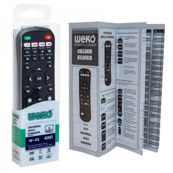 KA WEKO W-45 NETFLIX TUŞLU 4 IN 1 UNIVERSAL TÜM MODELLER ÖĞRENEBİLEN AKILLI KUMANDA KA WEKO W-45 NETFLIX TUŞLU 4 IN 1 UNIVERSAL TÜM MODELLER ÖĞRENEBİLEN AKILLI KUMANDA