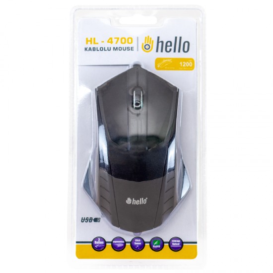 HELLO HL-4700 USB 1200 DPI KABLOLU OYUNCU MOUSE