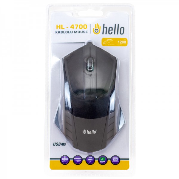 HELLO HL-4700 USB 1200 DPI KABLOLU OYUNCU MOUSE HELLO HL-4700 USB 1200 DPI KABLOLU OYUNCU MOUSE
