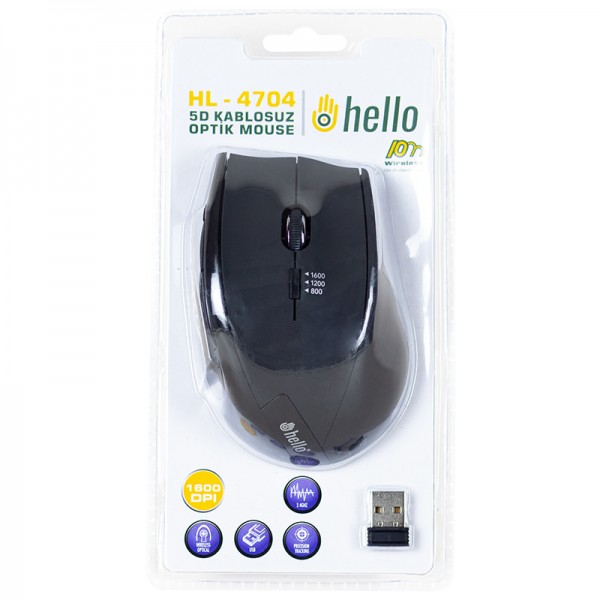 HELLO HL-4704 2.4GHZ 1600 DPI 5D KABLOSUZ OPTİK GAMING MOUSE HELLO HL-4704 2.4GHZ 1600 DPI 5D KABLOSUZ OPTİK GAMING MOUSE
