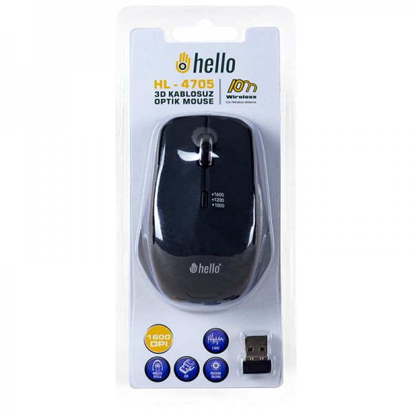 HELLO HL-4705 2.4GHZ 1600 DPI KABLOSUZ OPTİK MOUSE HELLO HL-4705 2.4GHZ 1600 DPI KABLOSUZ OPTİK MOUSE