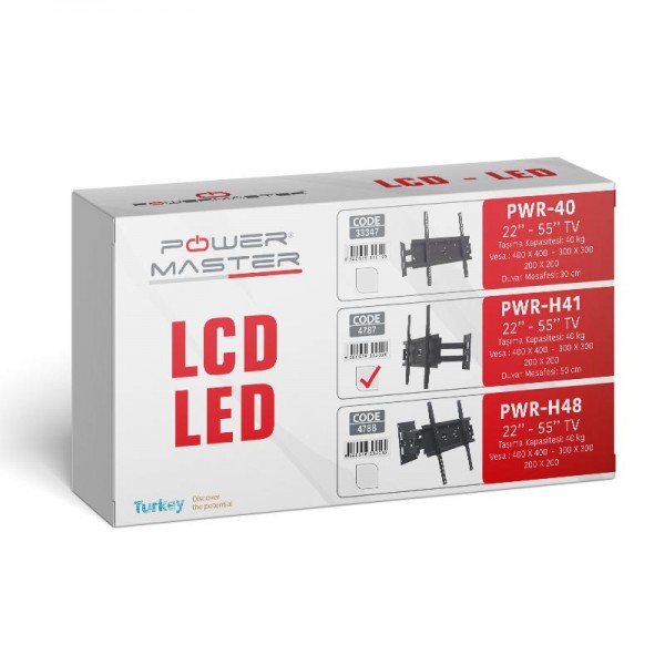 POWERMASTER PWR-H41 22 - 55 ÇİFT KOLLU KİLİTLİ HAREKETLİ DUVAR ASKI APARATI POWERMASTER PWR-H41 22 - 55 ÇİFT KOLLU KİLİTLİ HAREKETLİ DUVAR ASKI APARATI