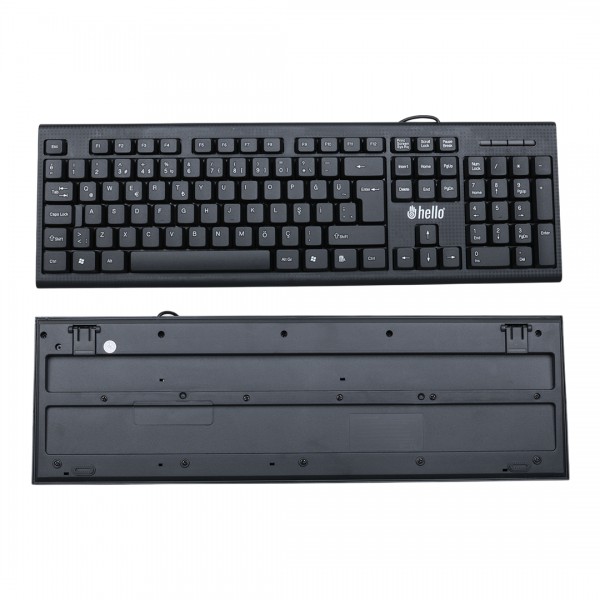 HELLO HL-4809 STANDART KABLOLU SİYAH USB Q KLAVYE HELLO HL-4809 STANDART KABLOLU SİYAH USB Q KLAVYE