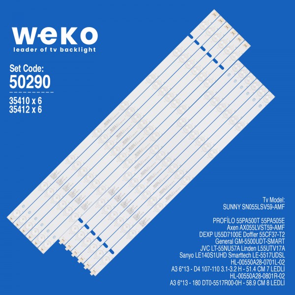 WKSET-5290 35410X6 35412X6 HL-00550A28 12 ADET LED BAR WKSET-5290 35410X6 35412X6 HL-00550A28 12 ADET LED BAR