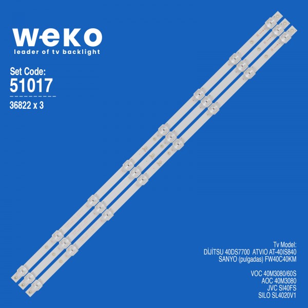 WKSET-6017 36822X3 K400WDD1 MİNİ A1 4708-K400WD-A1113N01 3 ADET LED BAR