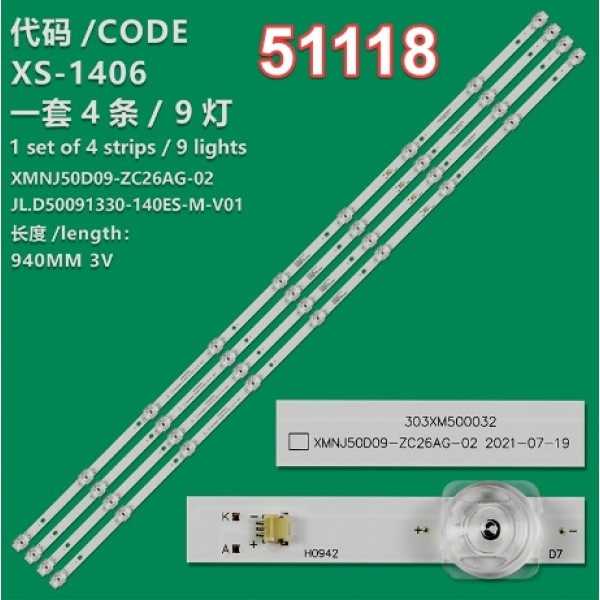 WKSET-6118 36899X4 XMNJ50D09-ZC26AG-02 9S1P   303XM500032 4 ADET LED BAR