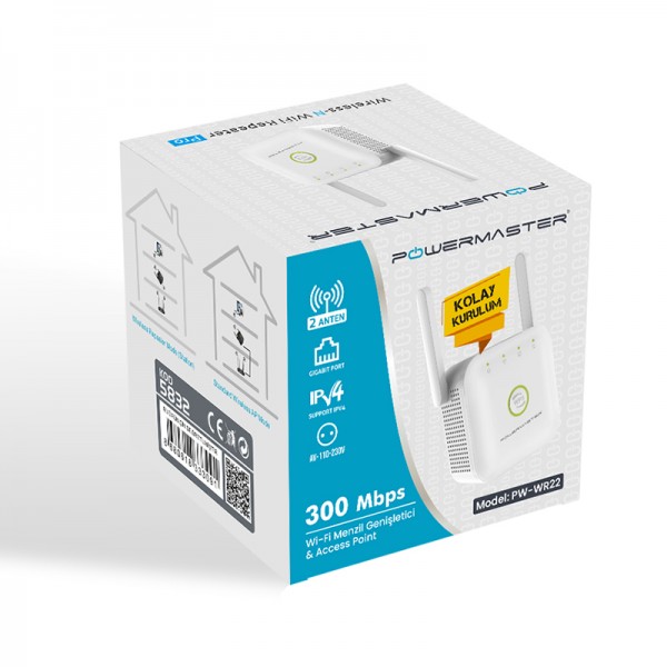 POWERMASTER PW-WR22 300 MBPS 2 ANTEN WIFI REPEATER+ACCESS POINT POWERMASTER PW-WR22 300 MBPS 2 ANTEN WIFI REPEATER+ACCESS POINT