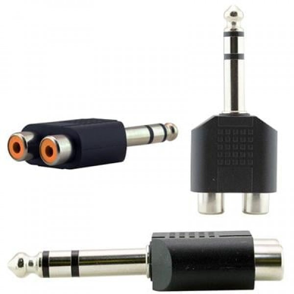 6.3 Mm Stereo Erkek - 2 Rca Dişi Çevirici Jack