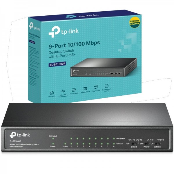 TP-LINK TL-SF1009P 9 PORT 10/100 MBPS 8 PORT POE SWITCH TP-LINK TL-SF1009P 9 PORT 10/100 MBPS 8 PORT POE SWITCH