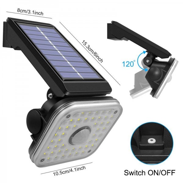 POWERMASTER LF-1750B 48 SMD LEDLİ 3 MODLU SENSÖRLÜ SOLAR İNDUKSİYON DUVAR LAMBASI POWERMASTER LF-1750B 48 SMD LEDLİ 3 MODLU SENSÖRLÜ SOLAR İNDUKSİYON DUVAR LAMBASI