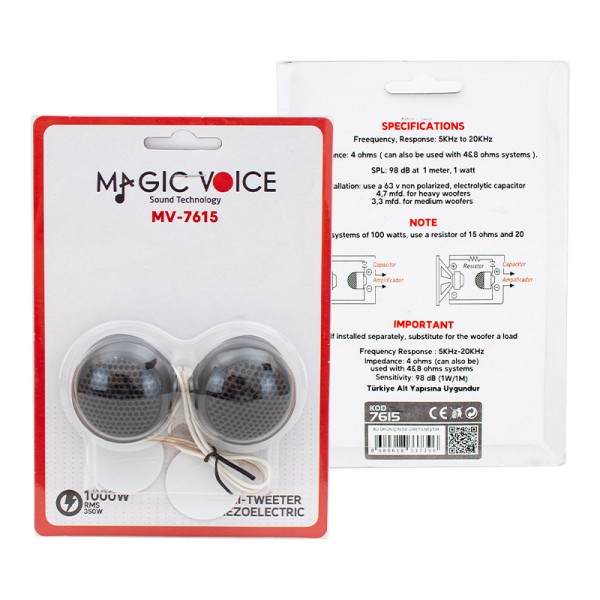 MAGICVOICE MV-7615 100 WATT 4 OHM OTO TWEETER MAGICVOICE MV-7615 100 WATT 4 OHM OTO TWEETER