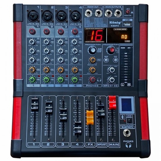 KÖNİG K-404 FX 4 KANAL USB-SD-DİSK-MP3-BLUETOOTH DESTEKLİ DECK MIXER