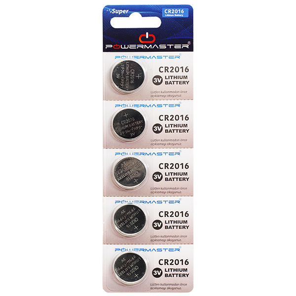 POWERMASTER HUANQIU CR2016 3 VOLT LİTYUM PARA PİL (5Lİ PAKET)