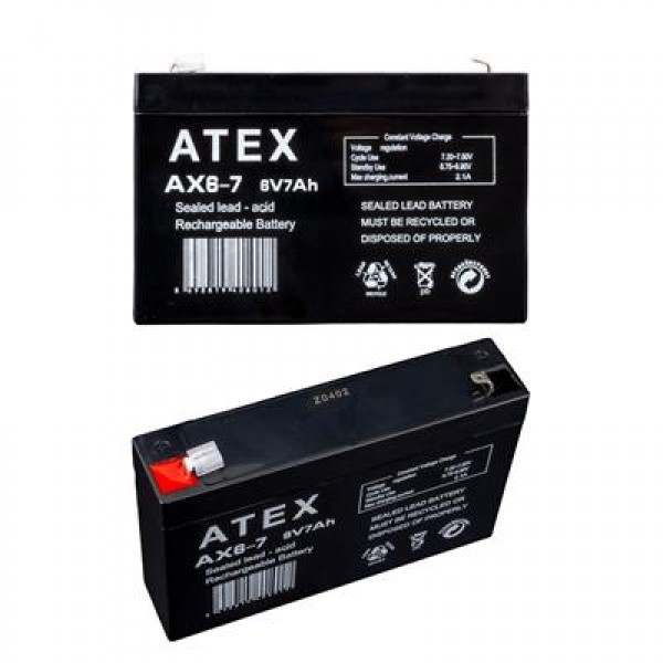 Atex 6 Volt - 7 Amper Akü (150 x 50 x 94 mm) Atex 6 Volt - 7 Amper Akü (150 x 50 x 94 mm)