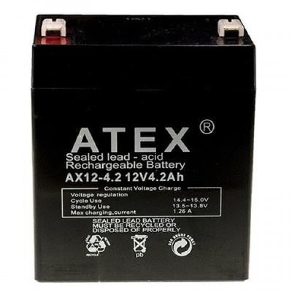 Atex AX12-4.2 12 Volt 4.2 Amper Kuru Akü (90x70x101 Mm) Atex AX12-4.2 12 Volt 4.2 Amper Kuru Akü (90x70x101 Mm)