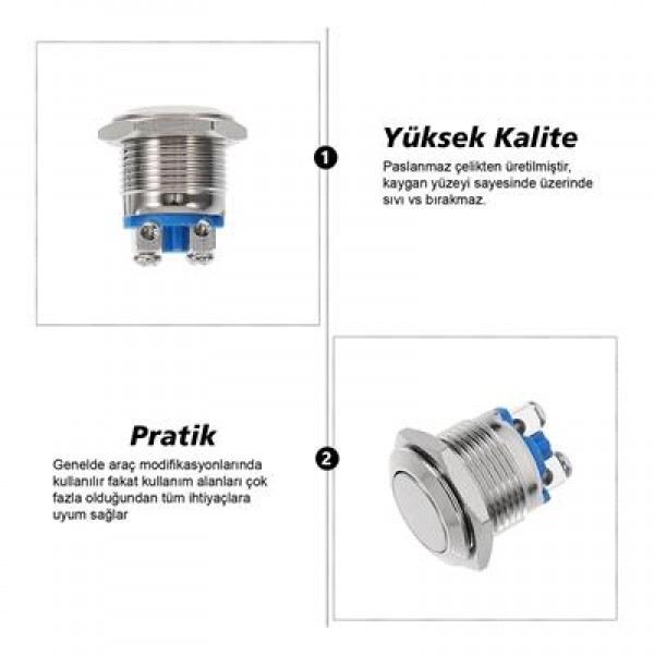 PowerMaster IC-182 D98 Metal 19Mm Düz Buton PBS28B-2