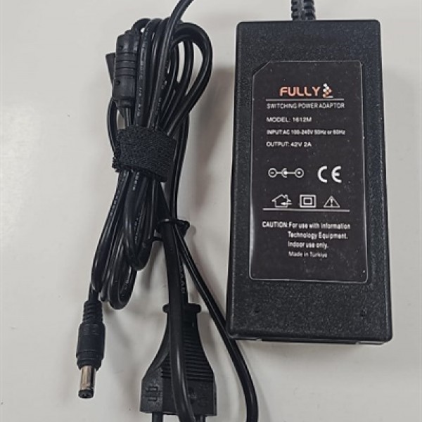 Fully 1612M 42 Volt 2 Amper 5.5x2.5mm Uçlu Masaüstü Plastik Kasa Elektrikli Bisiklet Şarj Adaptörü