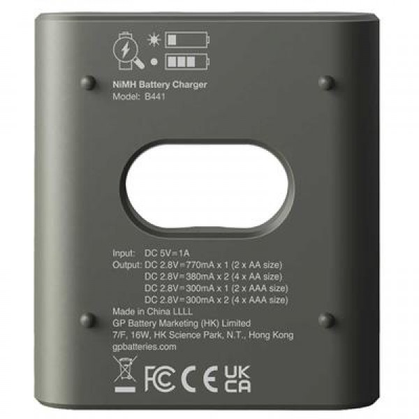 GP Recyko B441 Usb 4’lü AA - AAA Pil Şarj Cihazı (GPACSB44103 GPB441R21-2GTLB1)