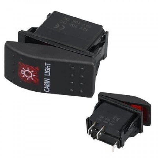 PowerMaster Kabin Sembollü Işıklı 3 Pinli On-Off 12-24V Marin Switch