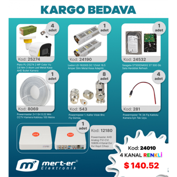 Kamera Kampanyası 4 Kameralı AHD Warm Led Renkli Set