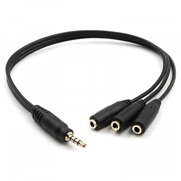 Kulaklık Çoklayıcı 3.5 Mm Erkek X 1/3 Stereo Dişi X 3 - 30 Cm Y Kablo