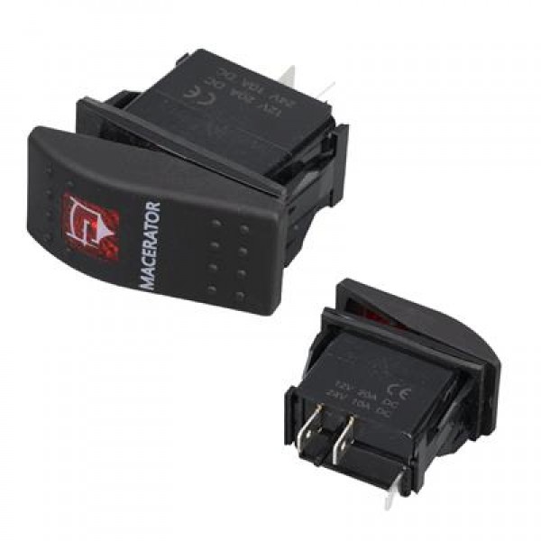 PowerMaster Macaratör Sembollü Işıklı 3 Pinli On-Off 12-24V Marin Switch