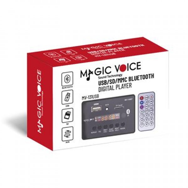 Magicvoice MV-14907 USB-SD-AUX-Bluetooth Mikrofonlu Kumandalı Ekranlı Oto Teyp Çevirici Dijital Player Board