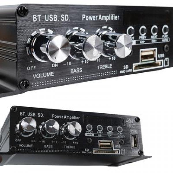 MagicVoice YW-406L 12 Volt 100 Watt Motosiklet Bluetooth Amfi USB/SD 2 Kanal Pazarcı - Anfi (154X80X42Mm)