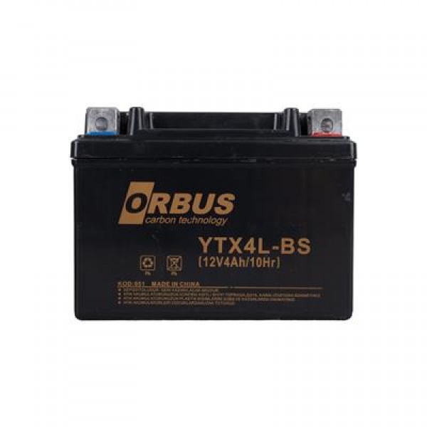 Orbus YTX4L-BS 12V 4A Motosiklet Aküsü (114 X 66 X 88 MM) (1.6Kg)