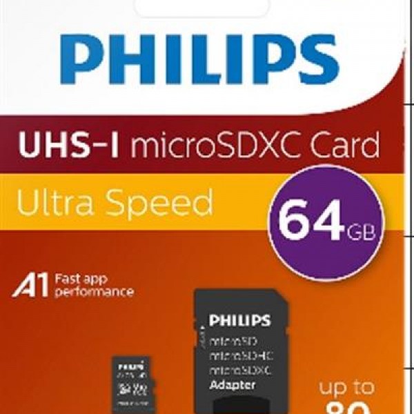 Philips FM64MP45B/00 64GB Class10 UHS-I U1 TF Adaptörlü Micro SDXC Hafıza Kartı