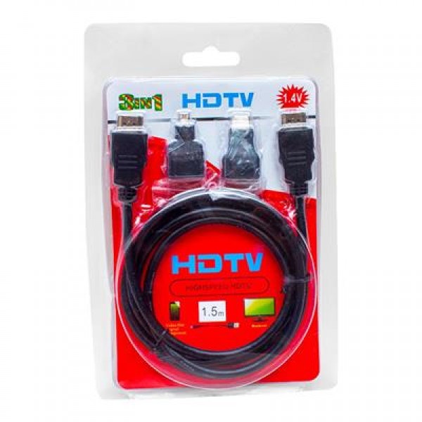Powermaster HDMI Kablo 3in1 Set 1.5 Metre (HDMI+Micro HDMI+Mini HDMI) Powermaster HDMI Kablo 3in1 Set 1.5 Metre (HDMI+Micro HDMI+Mini HDMI)