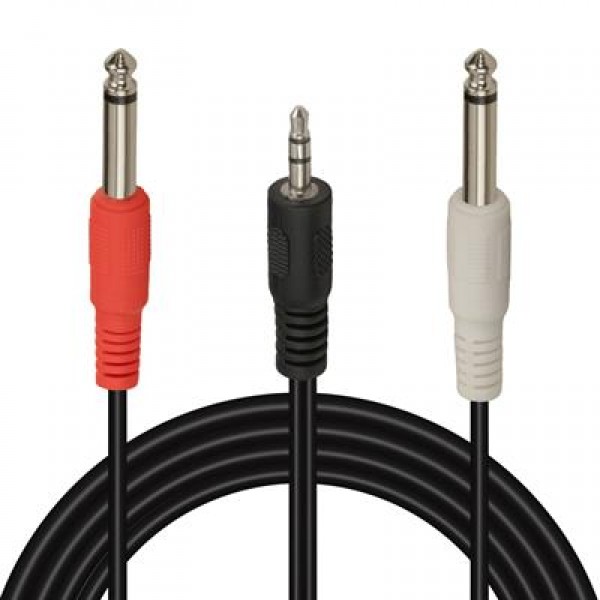 Powermaster PM-13934 3.5 Mm Stereo Erkek - 2x6.3 Mm Mono Erkek Ses Kablosu (5 Metre)