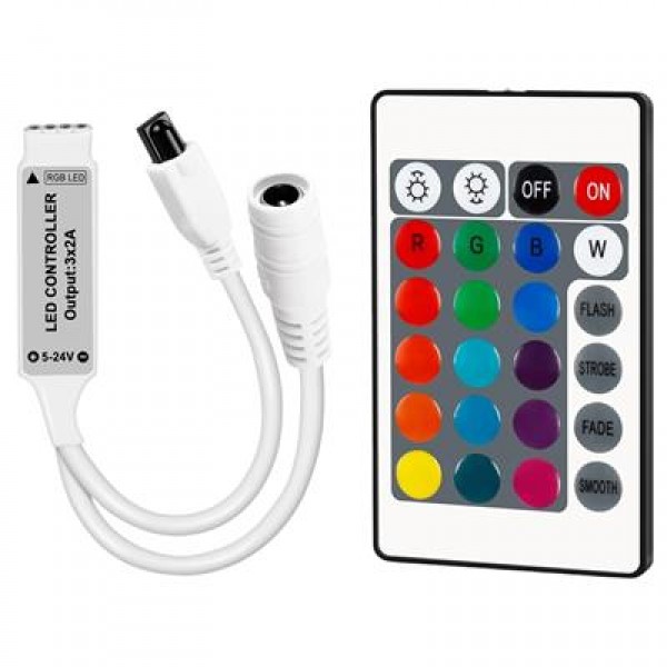 Powermaster 5-12-24 Volt 3x2 Amper Mini 24 Tuşlu Led RGB Kontrol Cihazı Powermaster 5-12-24 Volt 3x2 Amper Mini 24 Tuşlu Led RGB Kontrol Cihazı