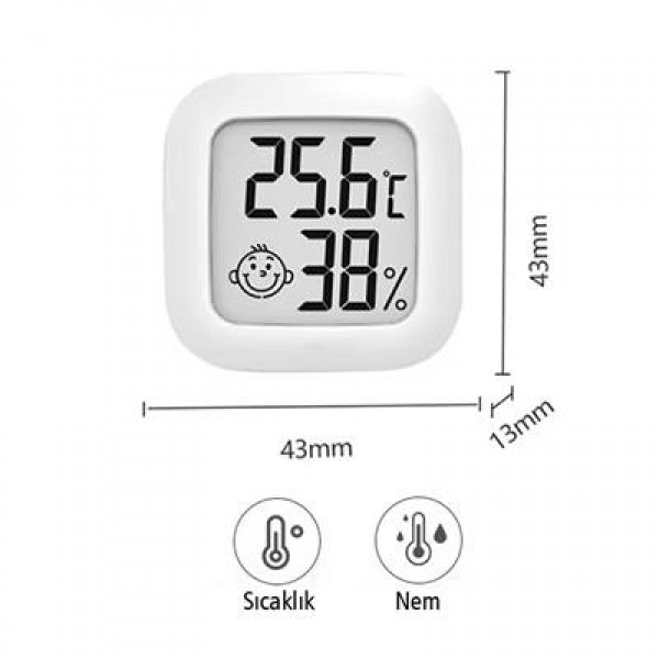 PowerMaster PM-6235 Oda Tipi Mini Ekranlı Sıcaklık Nem Ölçer Termometre