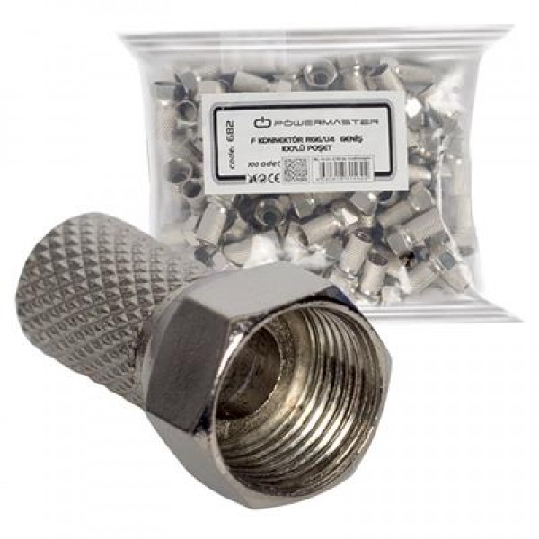 F Konnektör RG6-U4 Geniş 18 Mm (100 Adet)