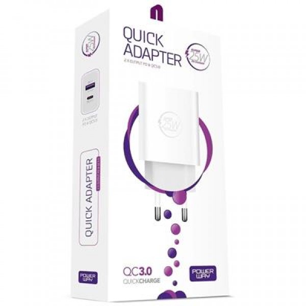 Powerway HW25 Usb 3.0 / Type-C 25W 3.0 A Hızlı Şarj Aleti Başlığı PD25W