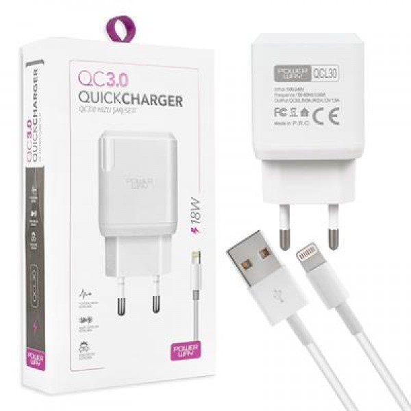 Powerway QCL30 Hızlı 3000 Ma 18 Watt Lightning Şarj Kafa Başlık Adaptörü