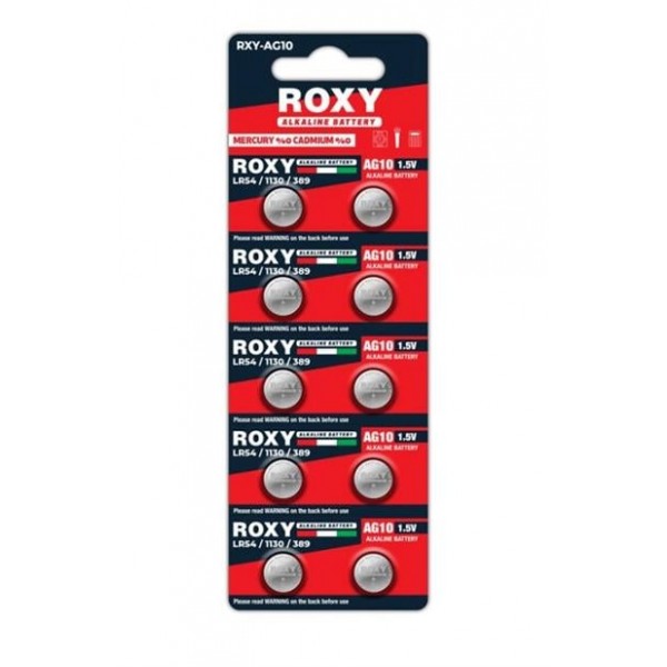 Roxy RXY-AG10 1.5 Volt LR54/1130/189/389 Alkalin Düğme Pil (10'LU Paket)