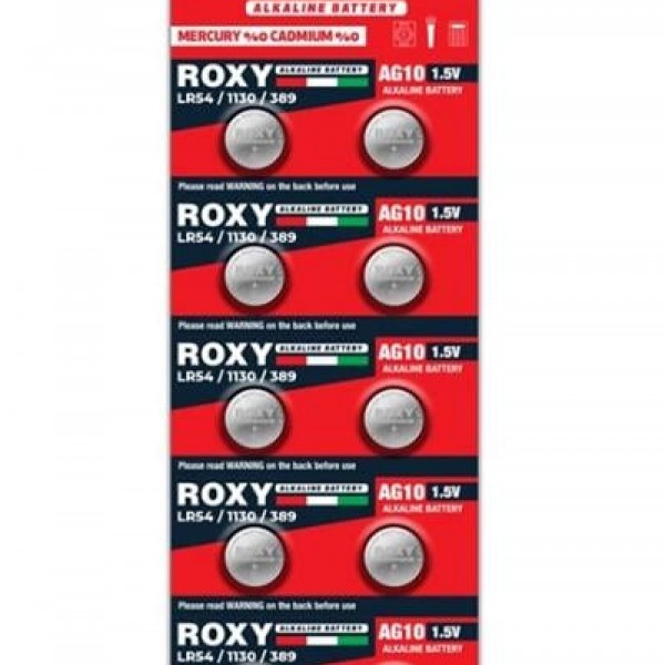 Roxy RXY-AG10 1.5 Volt LR54/1130/189/389 Alkalin Düğme Pil (10'LU Paket)