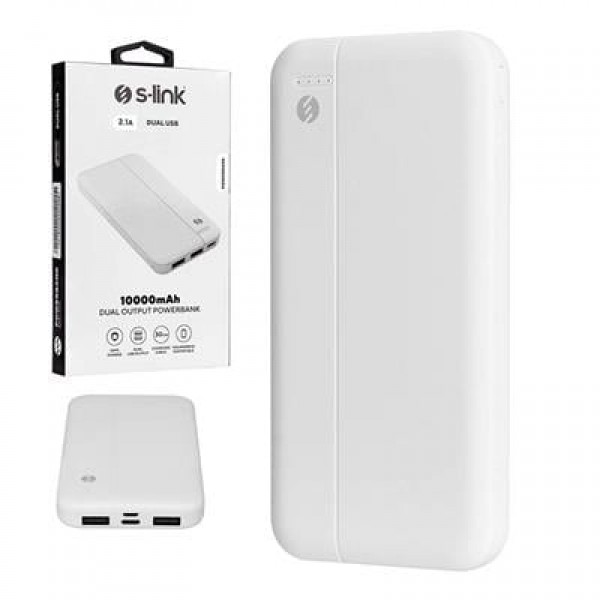 S-Link LP-G10N Beyaz Micro + Type C Girişli 10000 Mah Taşınabilir Şarj Cihazı Powerbank