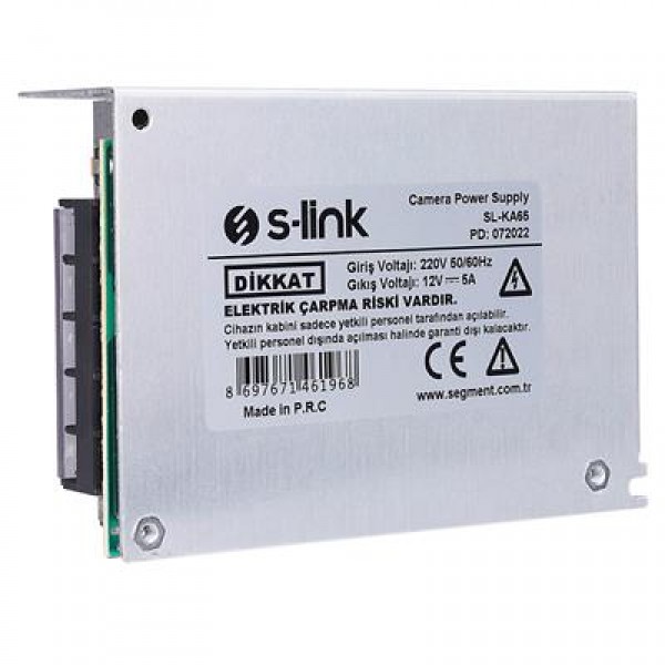 S-Link SL-KA65 12 Volt 5 Amper 65 Watt Metal Kasa Adapatör