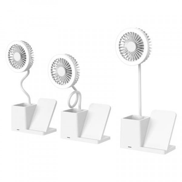 S-link SL-M9055 10 Watt Kablosuz Şarj İstasyonlu Fanlı Kalemlikli Masa Lambası (Beyaz)