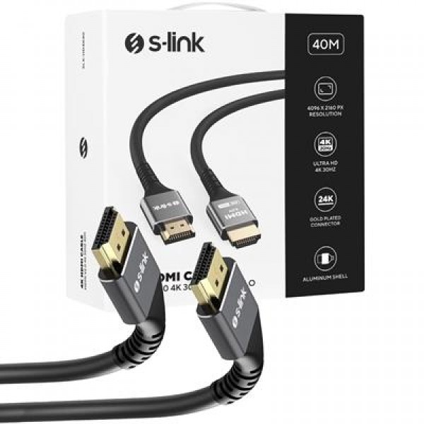 S-Link SLX-HD4K40 V2.0 4K 30Hz 19+1 Metal 40 Metre HDMI Kablosu