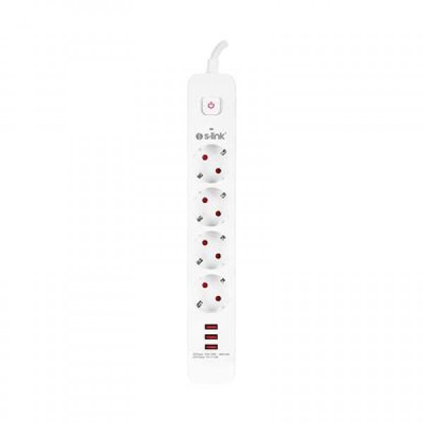 S-Link SPG403U 1.5 Metre 4lü Anahtarlı Akım Korumalı Usb Girişli S-Link SPG403U 1.5 Metre 4lü Anahtarlı Akım Korumalı Usb Girişli